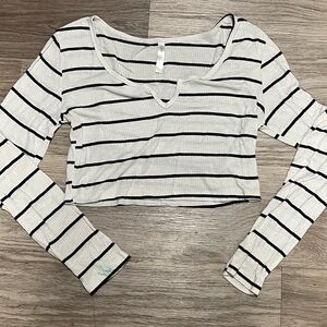 Chic Striped Black and White Crop Top